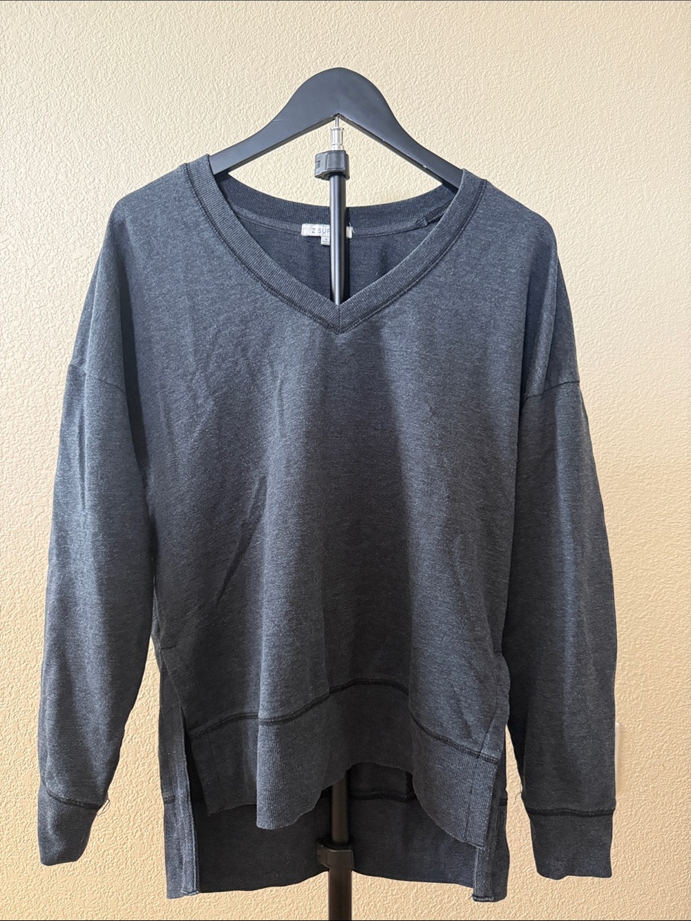 Z Supply Charcoal V-Neck Knit Top
